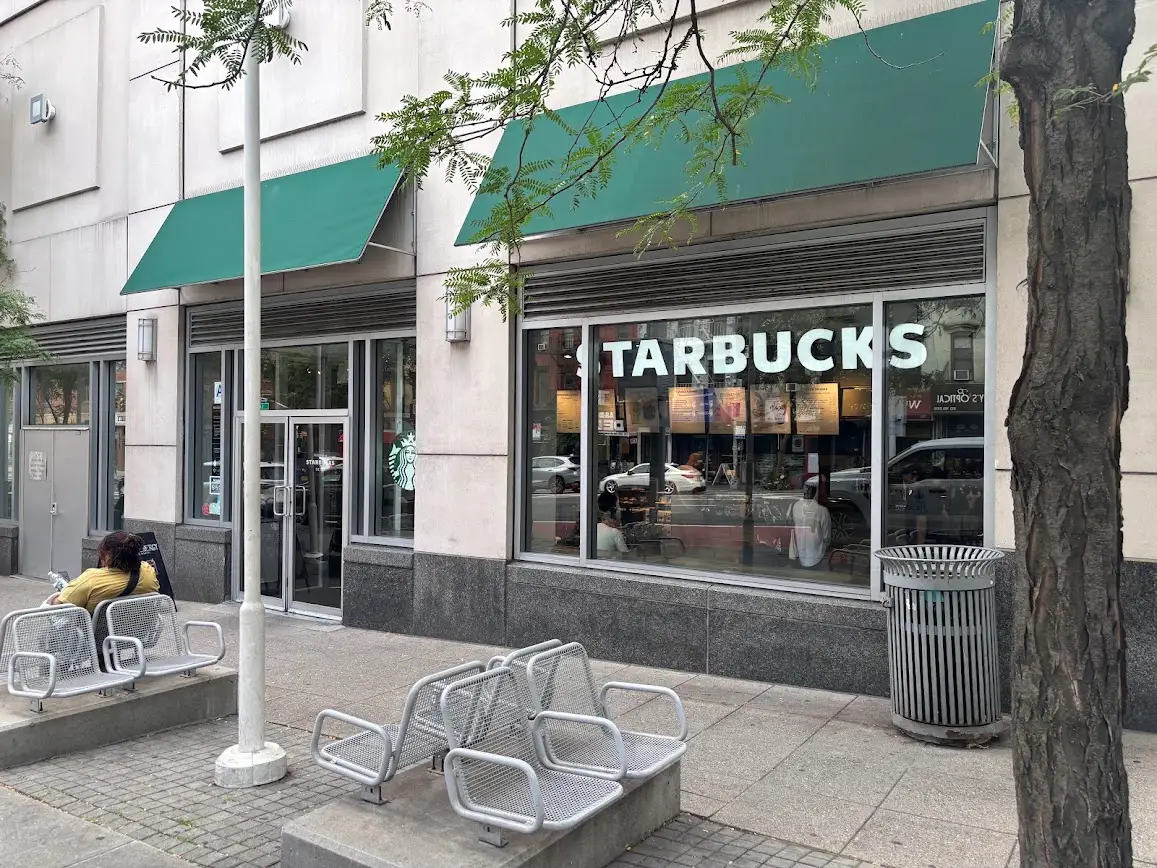 The exterior of a Starbucks in Manhattan.
