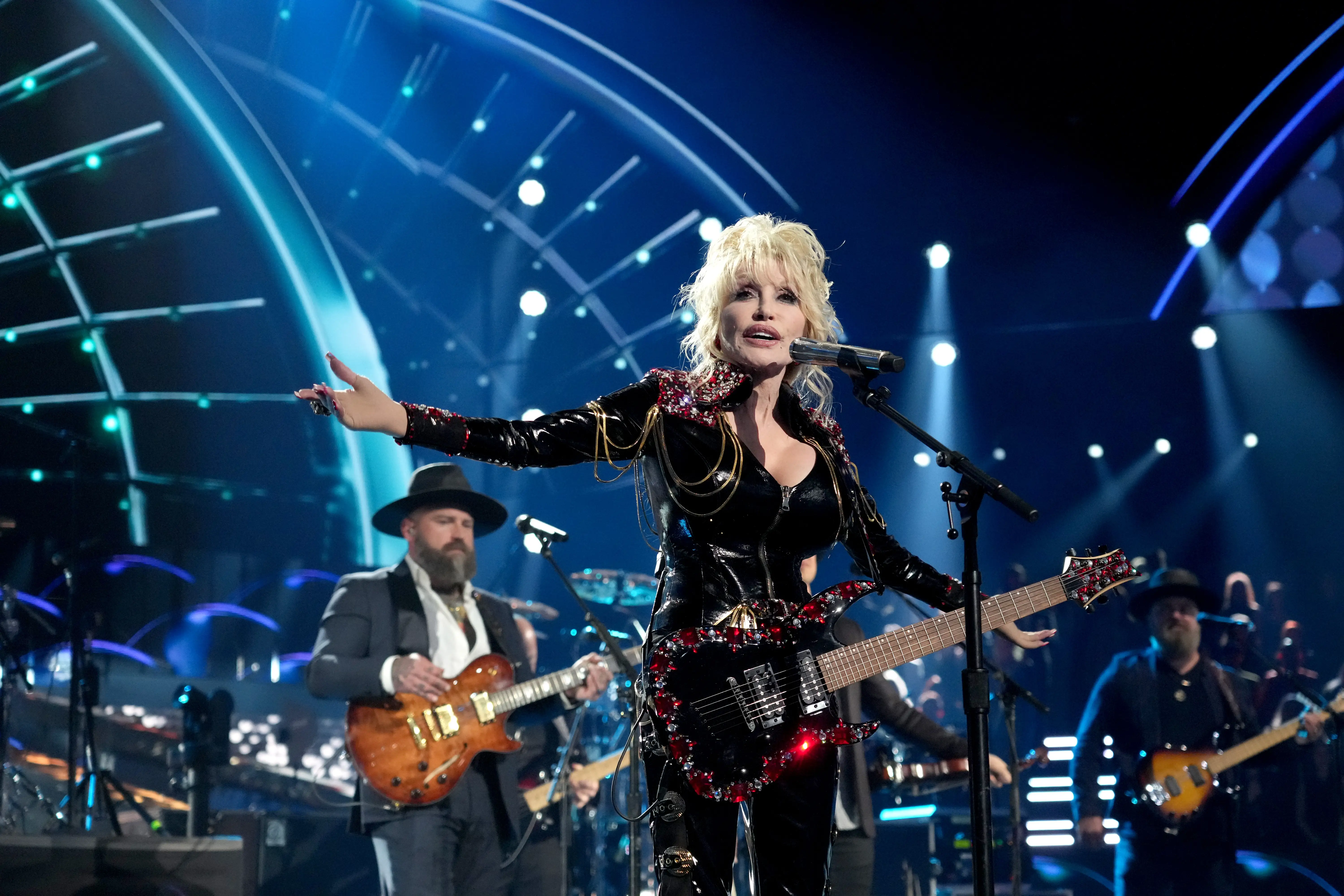 Dolly Parton performs during the 37th annual Rock & Roll Hall of Fame Induction Ceremony.