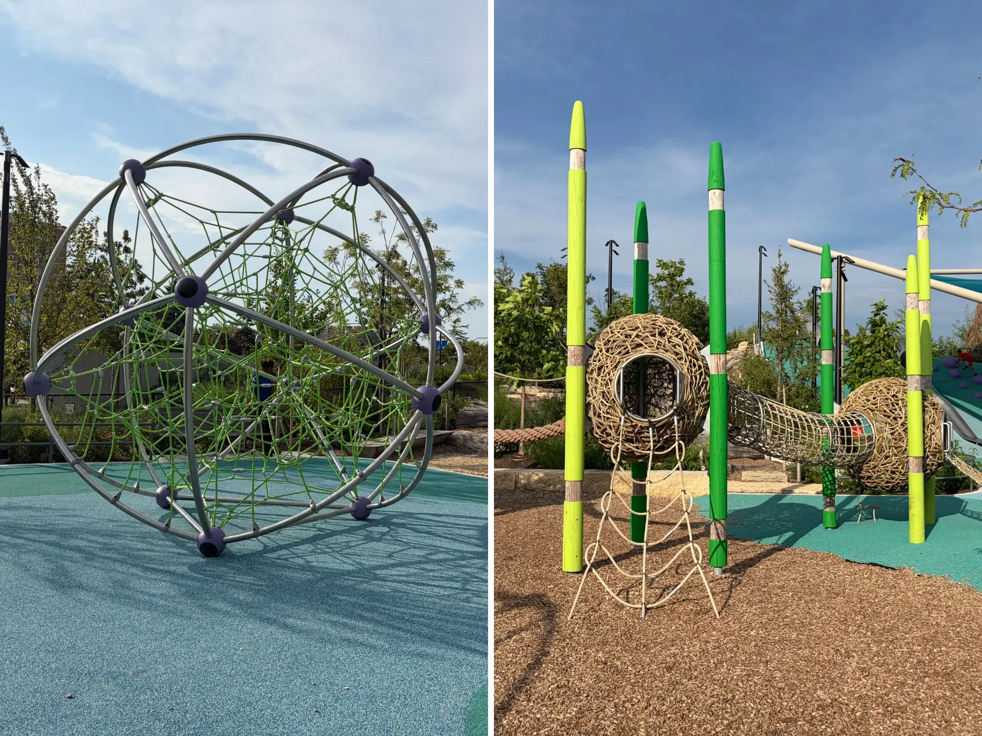 Climbing structures at the playground at the Obama Presidential Center in Chicago.
