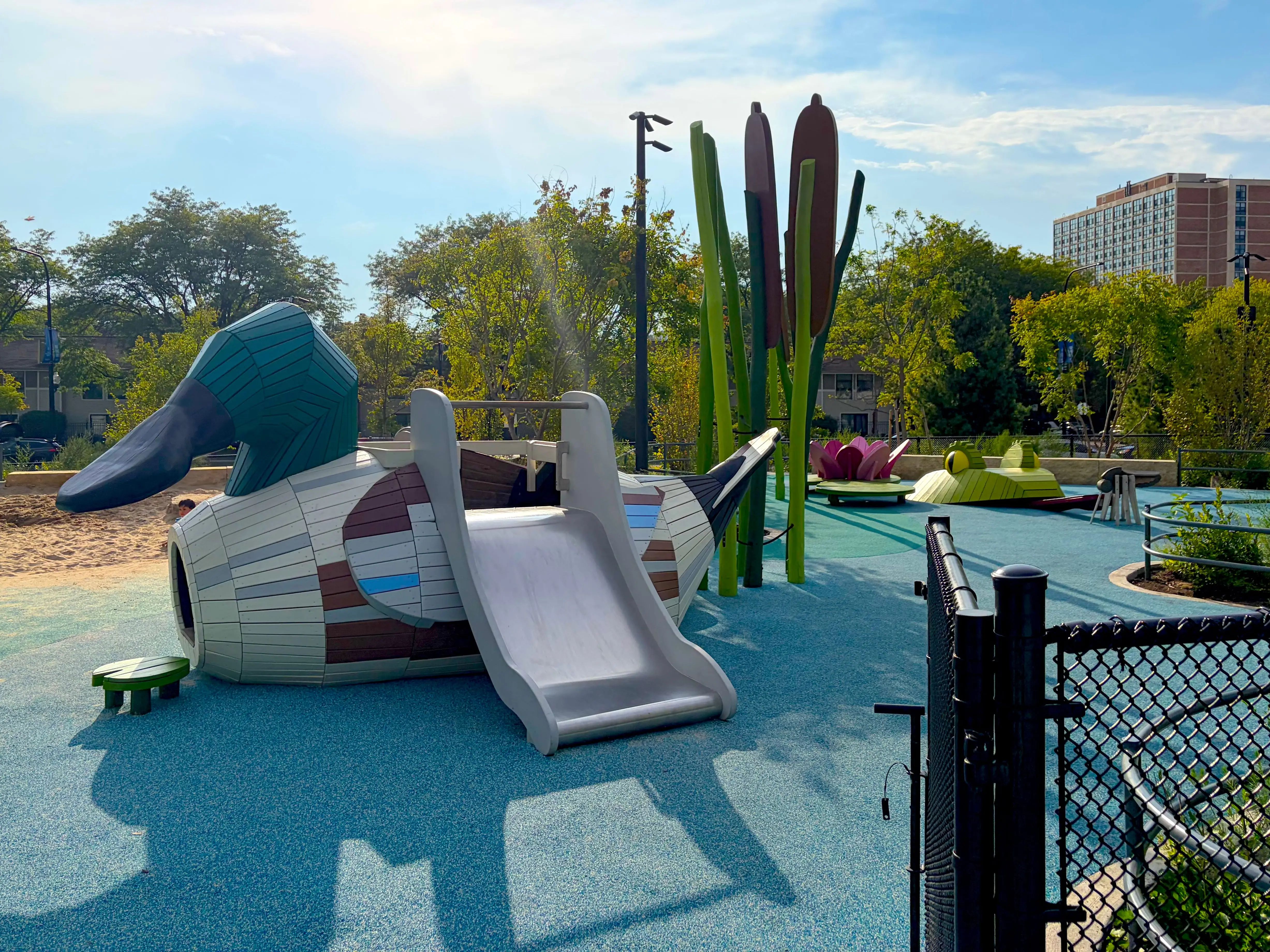 The Duck playspace within the playground at the Obama Presidential Library campus in Chicago.