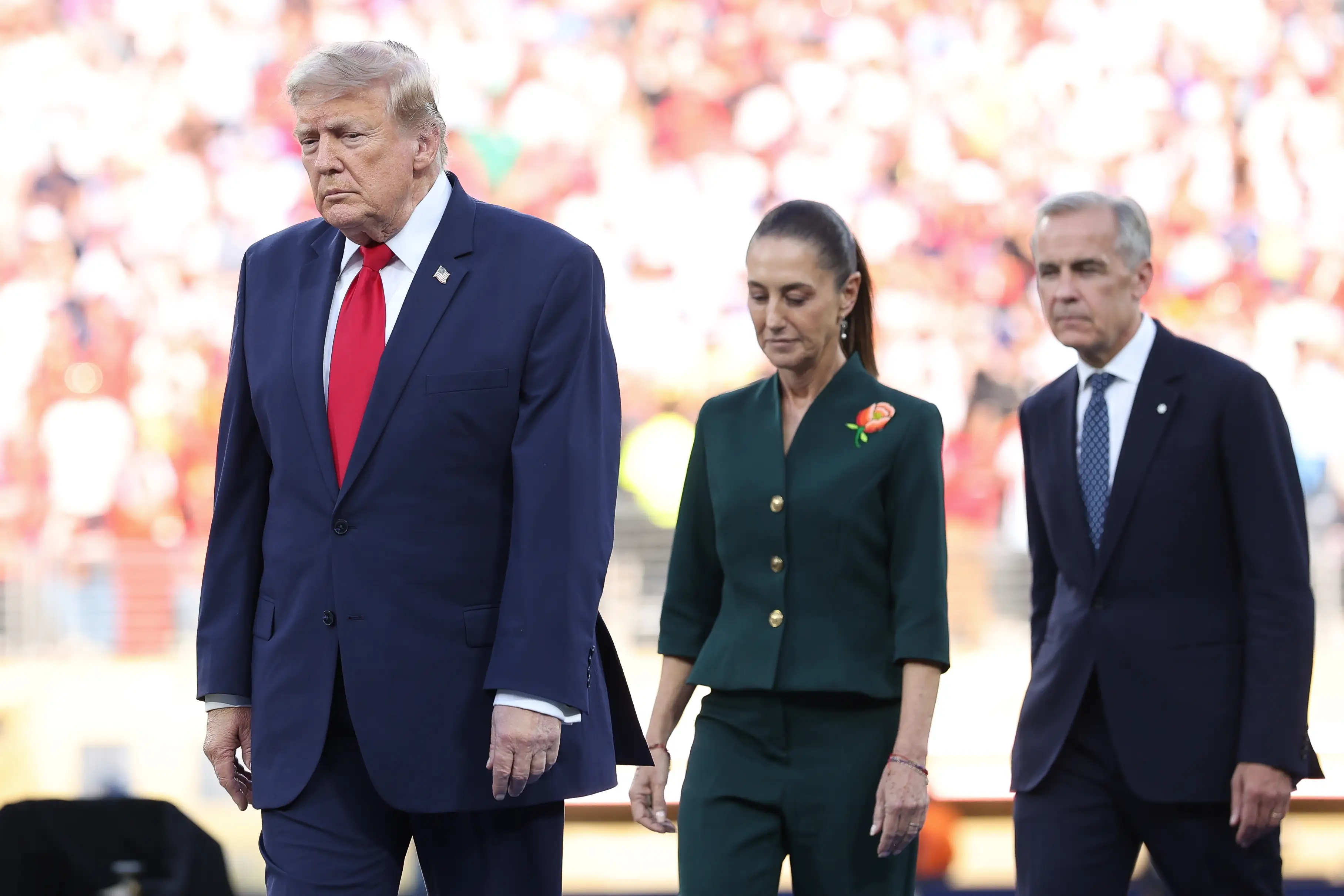Left to right: President Donald Trump, Mexican President Claudia Sheinbaum, and Canadian Prime Minister Mark Carney.