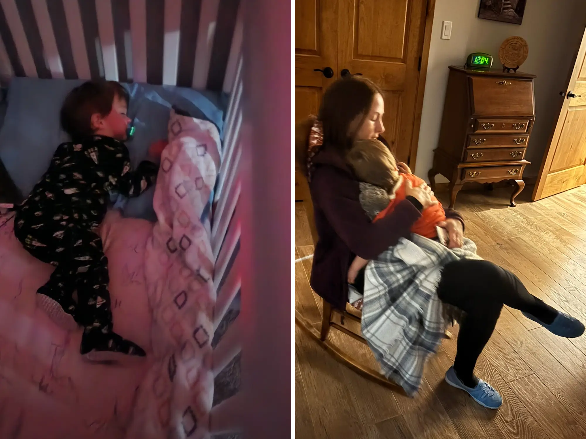Grandmother rocking baby