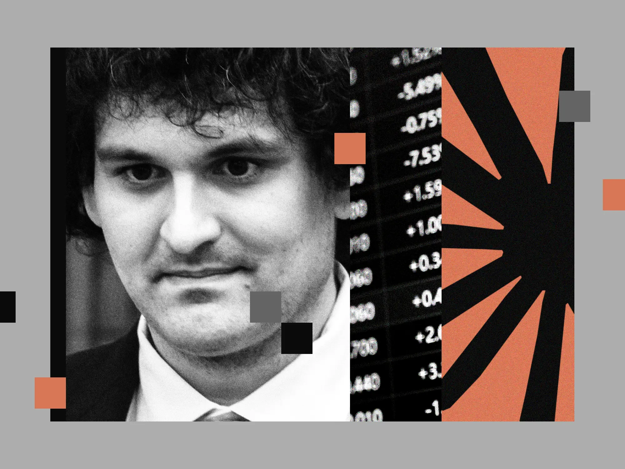 Sam Bankman-Fried photo collage featuring Anthropic's Claude logo
