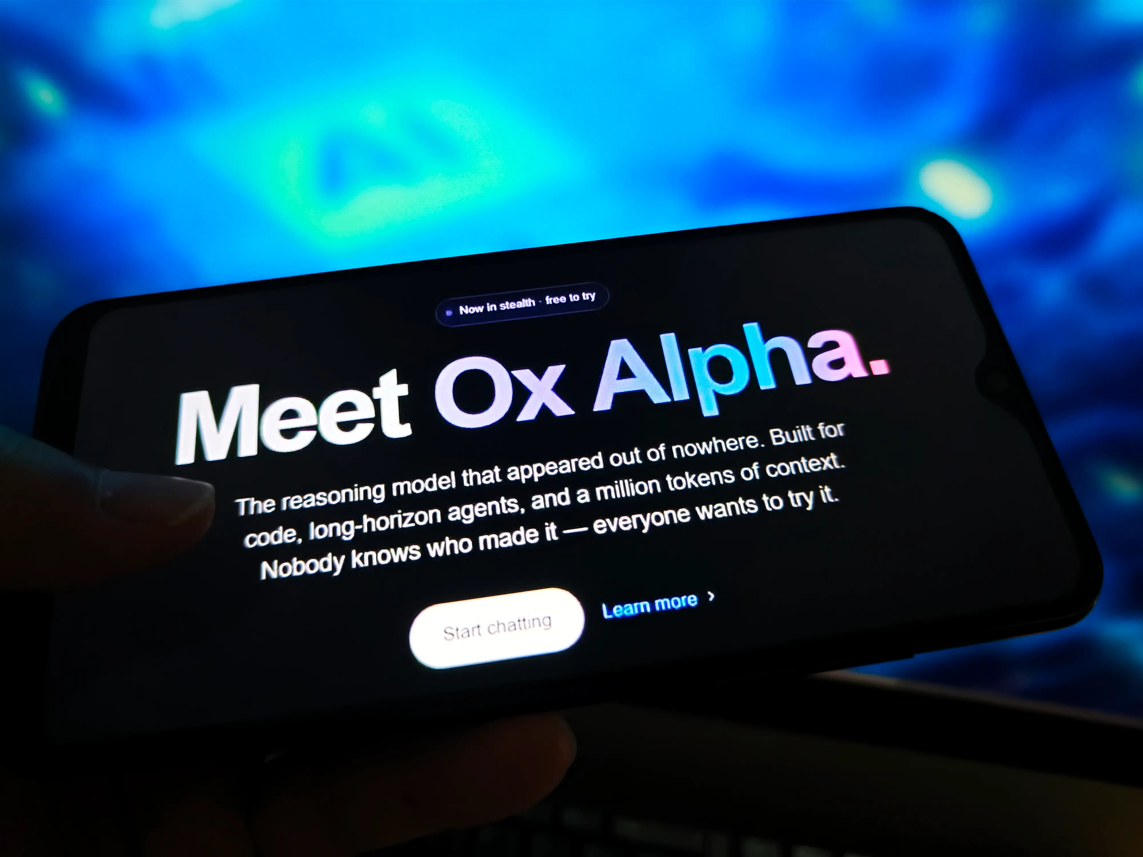 A netizen is using his mobilephone to view Ox Alpha webpage in Suqian, Jiangsu, China on August 24, 2026.