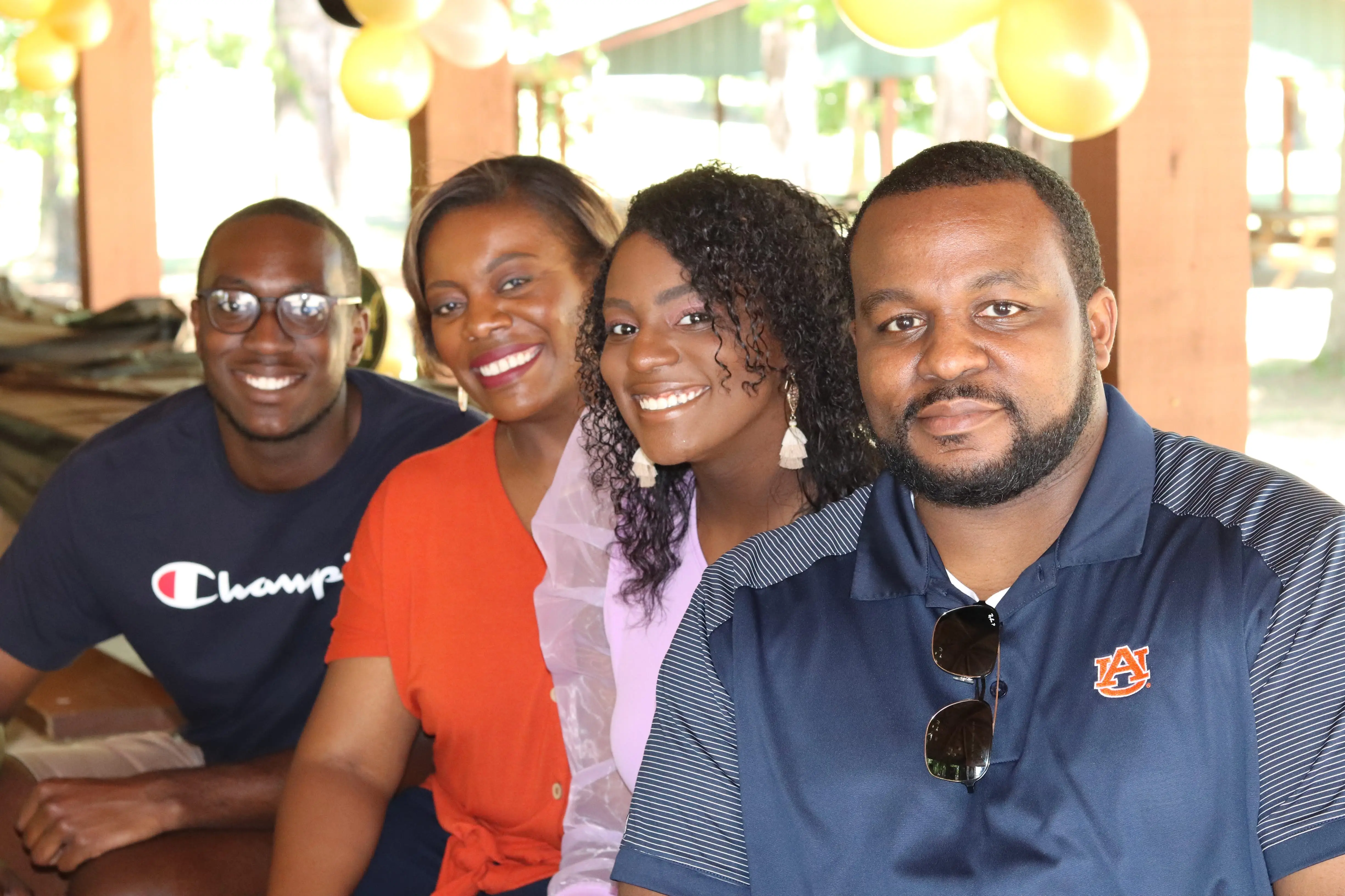 The author (second from left) with her husband and their two children.