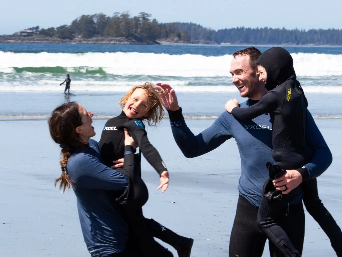 Family on Canadian shore