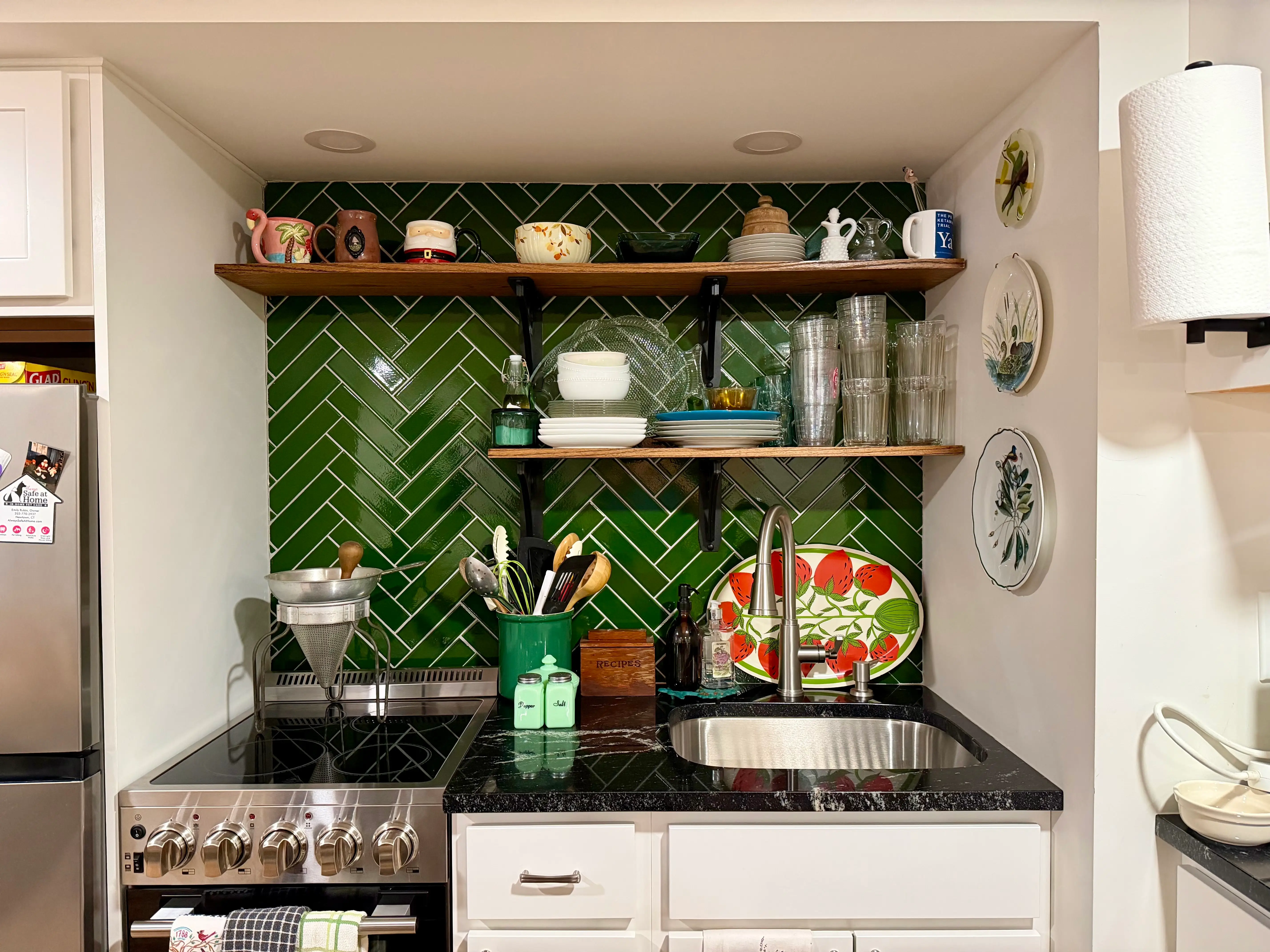 The backsplash and shelves in my mom's kitchen.