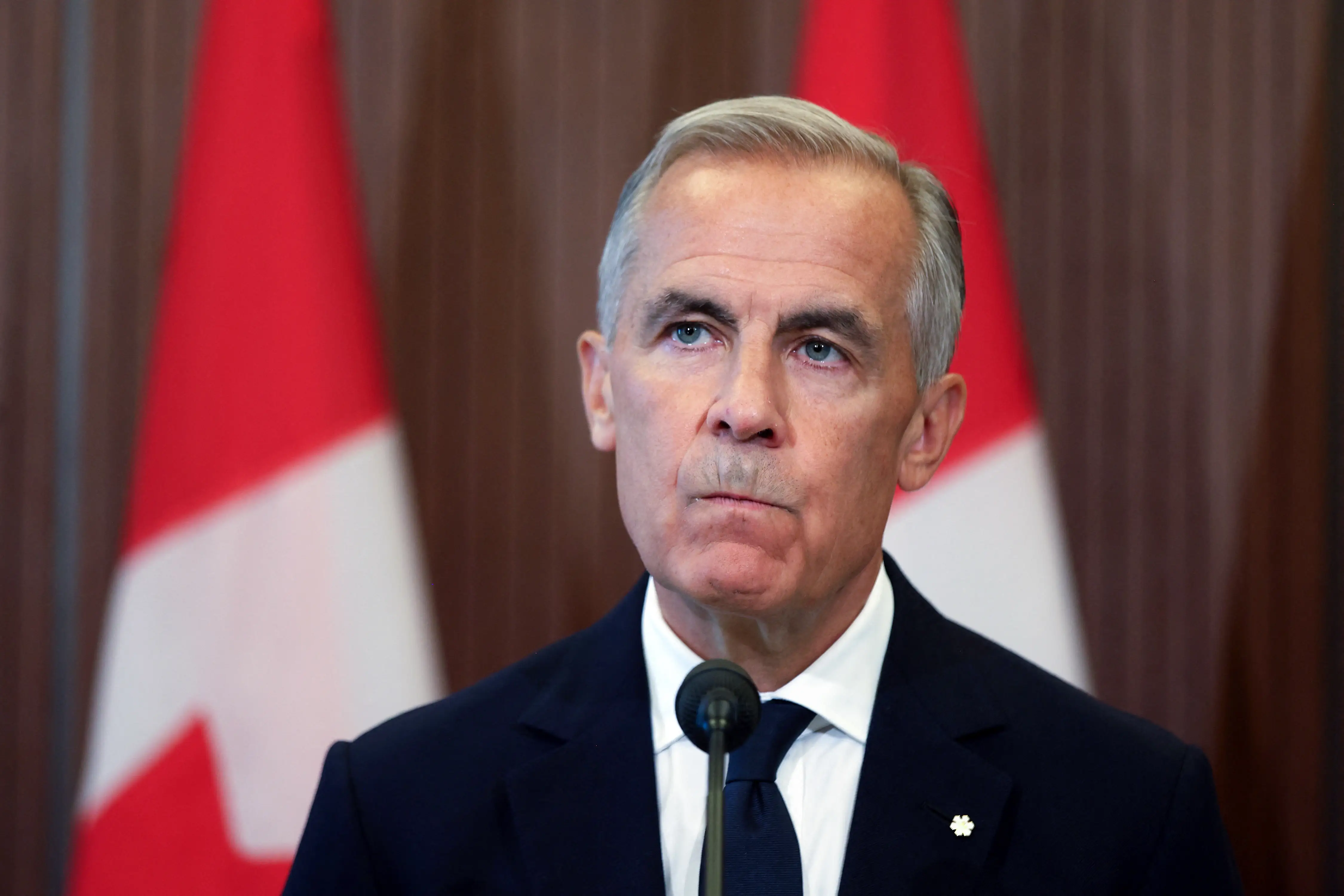 Canadian Prime Minister Mark Carney speaks at a press conference in Ottawa, Ontario, Canada.