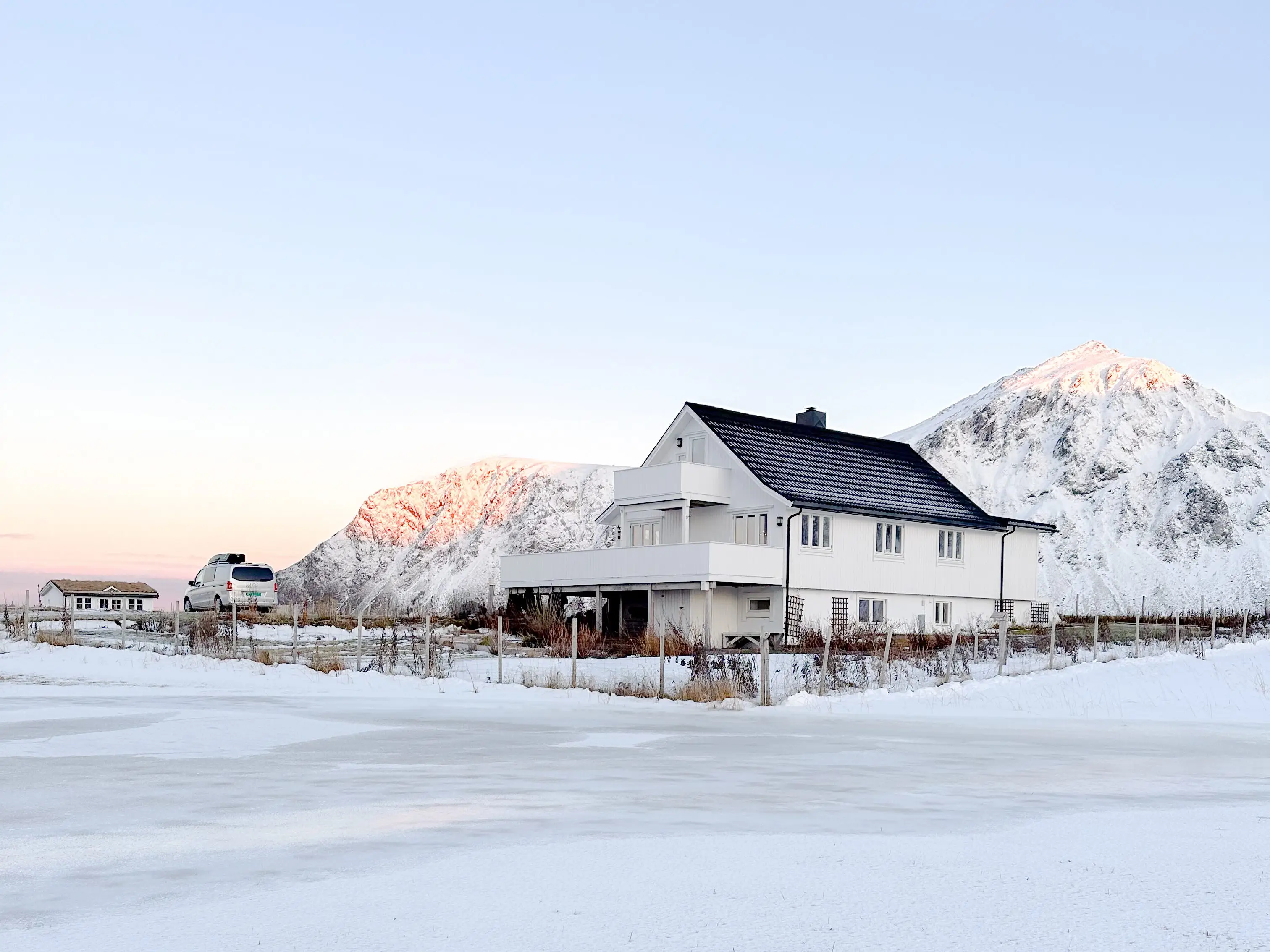 White house surrounded by snow