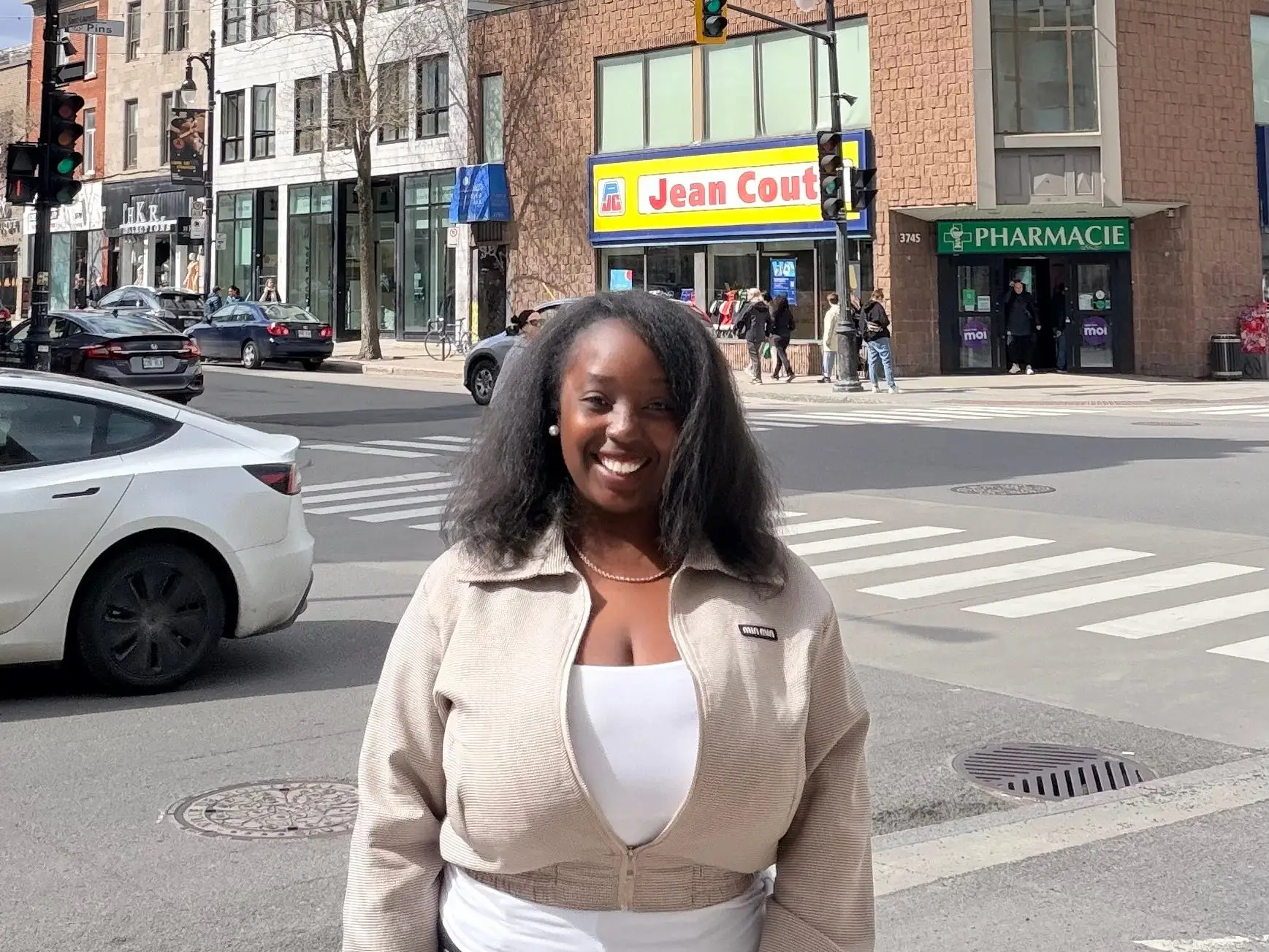 the author standing at an intersection in Montreal