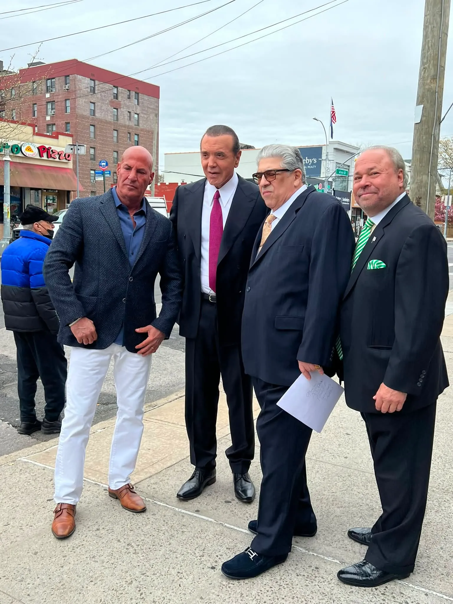 Bo Dietl, Sid Rosenberg, Chazz Palminteri, and Vincent Pastore on the set of 