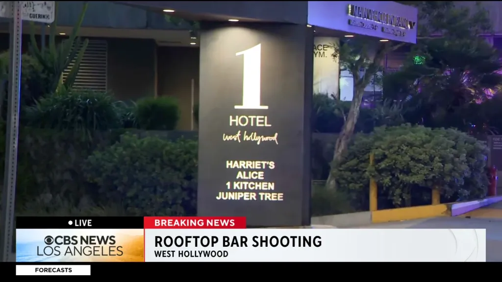 BREAKING NEWS Los Angeles reporting on a rooftop bar shooting at the 1 Hotel West Hollywood.