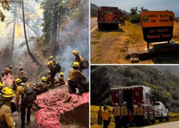 New wildfire explodes near site of massive California blaze as dozens evacuated from their homes
