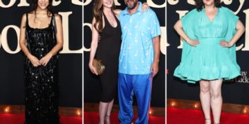 ‘Don’t Say Good Luck’ premiere red carpet: Adam Sandler, Stephanie Beatriz, Melanie Lynskey and more stars