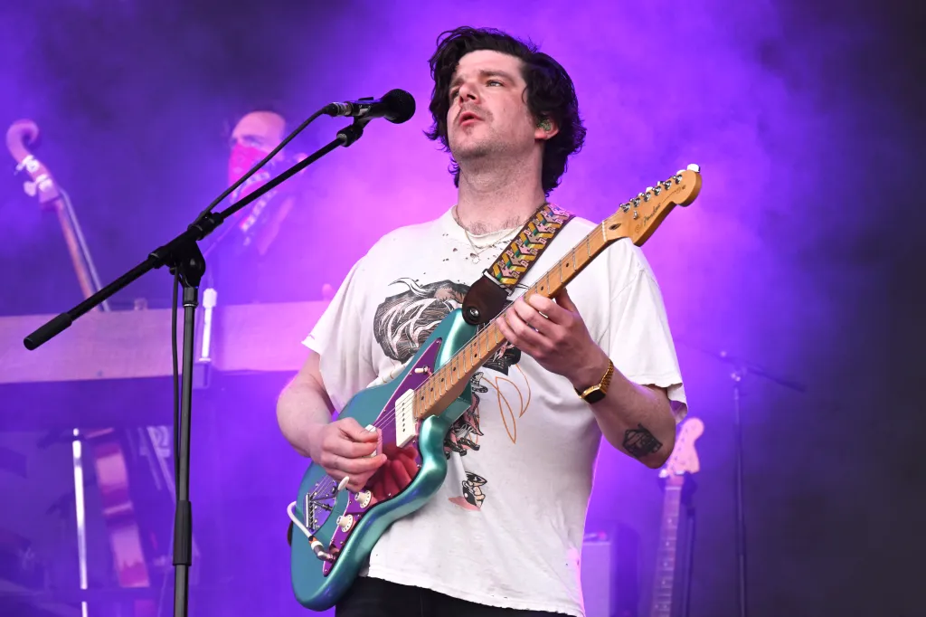 A man playing an electric guitar at the 2022 Beale Street Music Festival.