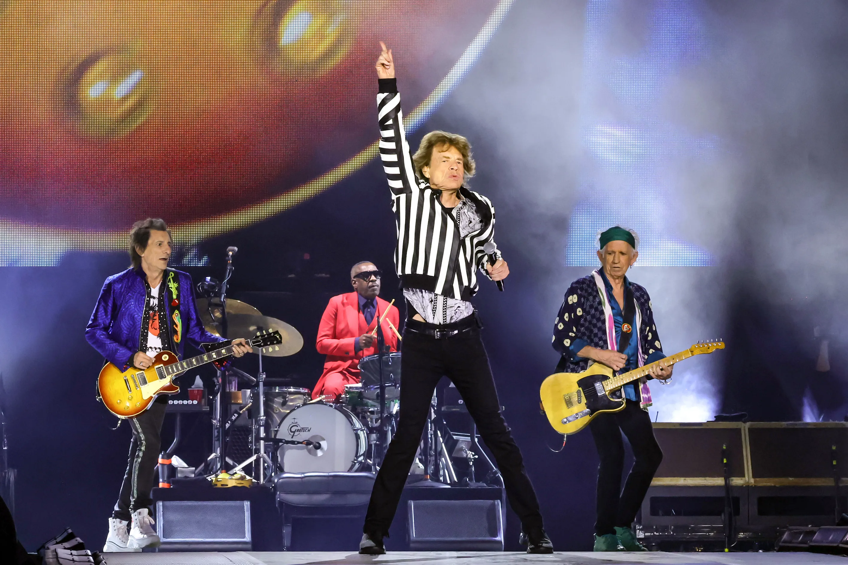 The Rolling Stones performing at SoFi Stadium.