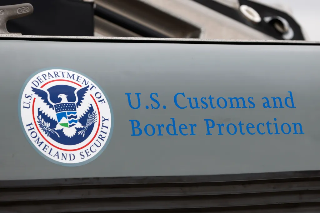 The official seal of the U.S. Customs and Border Protection and the text 