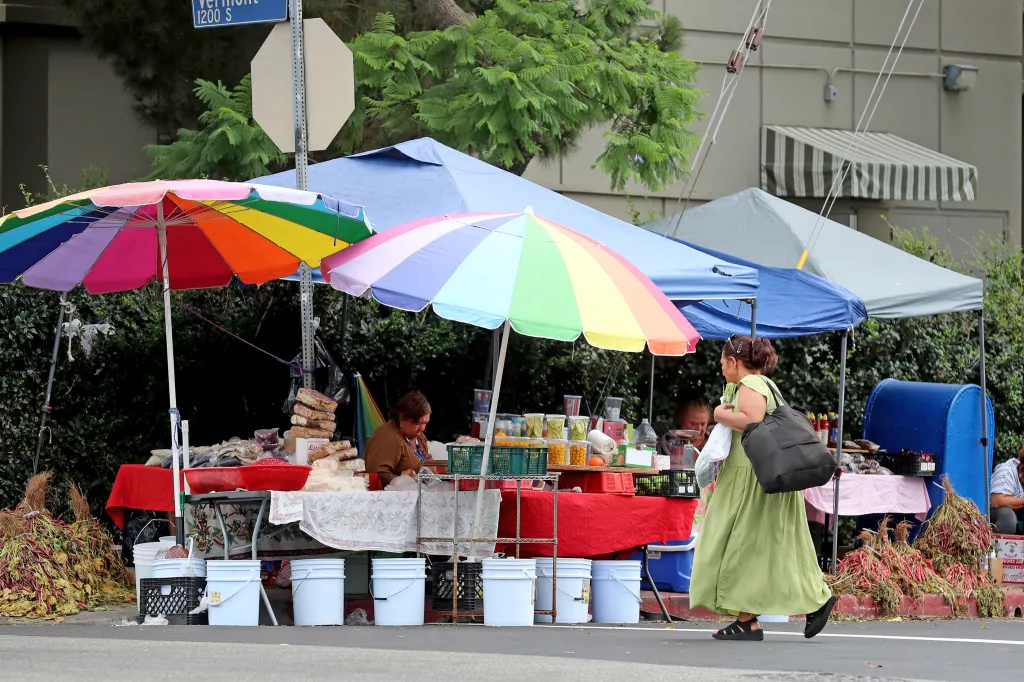 Food vendors on the Salvador Corridor in Los Angeles.