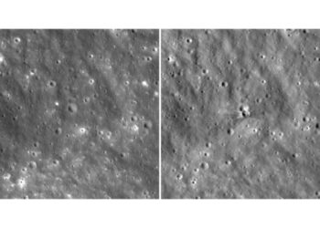 Before-and-after images show where SpaceX rocket crashed into the moon