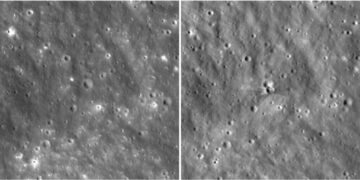 Before-and-after images show where SpaceX rocket crashed into the moon