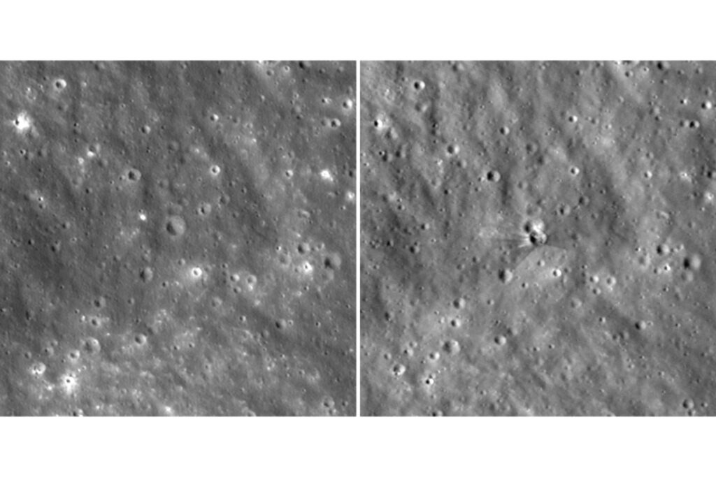 Before-and-after images show where SpaceX rocket crashed into the moon