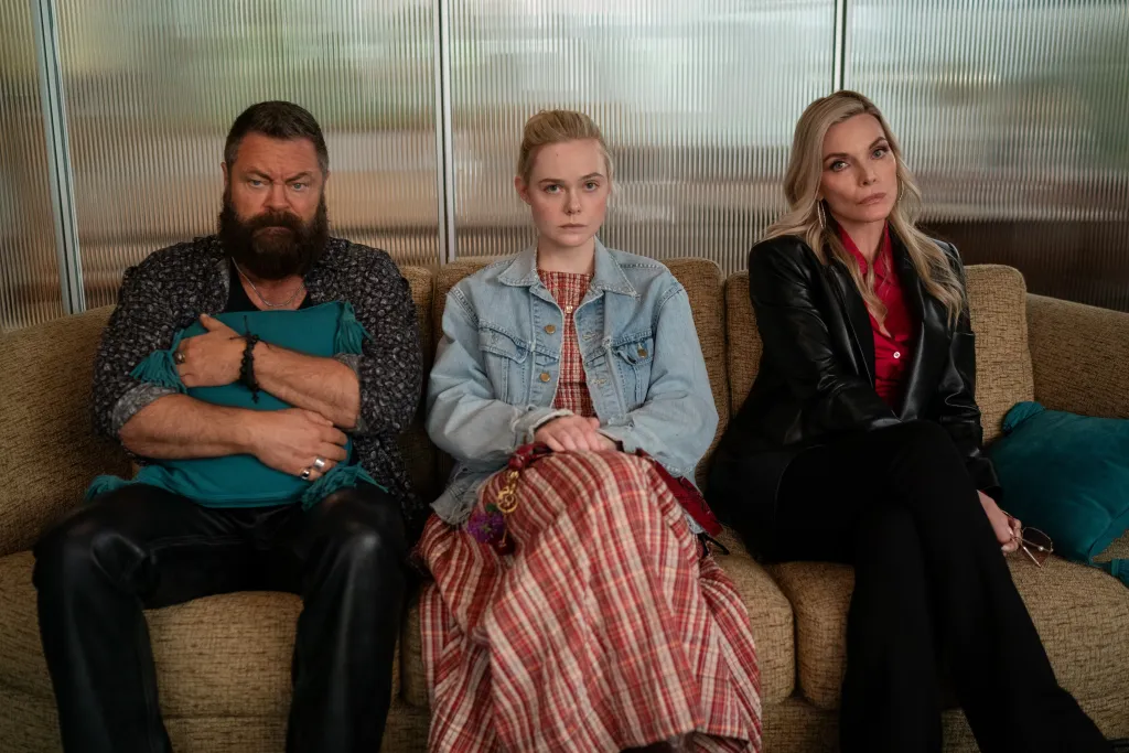 Nick Offerman, Elle Fanning and Michelle Pfeiffer in 