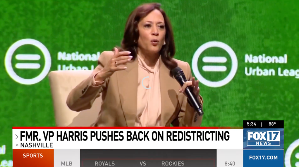 Former Vice President Kamala Harris speaks at the National Urban League Conference in Nashville, Tenn., on July 31, 2026.