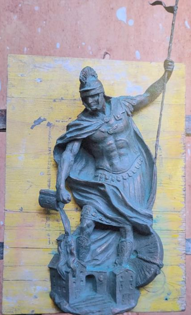 A statue of St. Florian, the patron saint of firefighters, that was blocked from being installed to honor first responders.