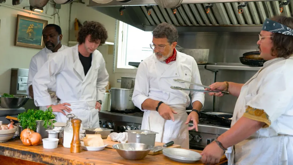 Michael Jibrin, Dominic Sessa, Antonio Banderas, Stavros Halkias in