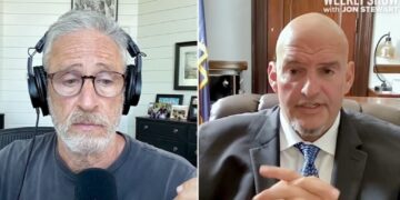 Jon Stewart Presses John Fetterman on His Israel Ultimatum: ‘Weird Line to Draw’