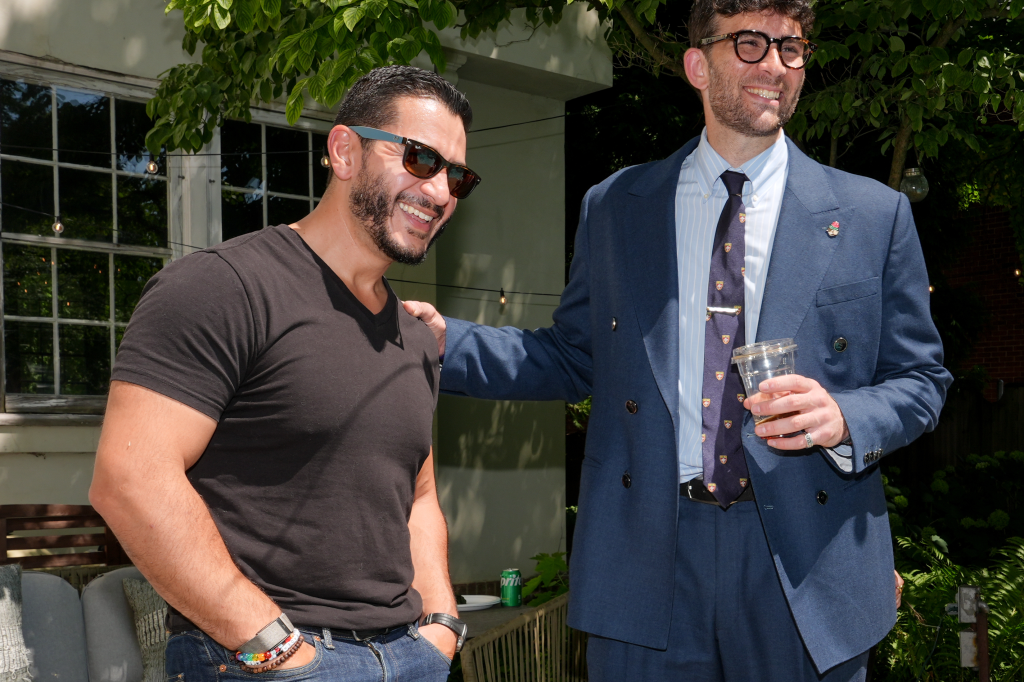 Abdul El-Sayed speaking with streamer Hasan Piker at a campaign event.