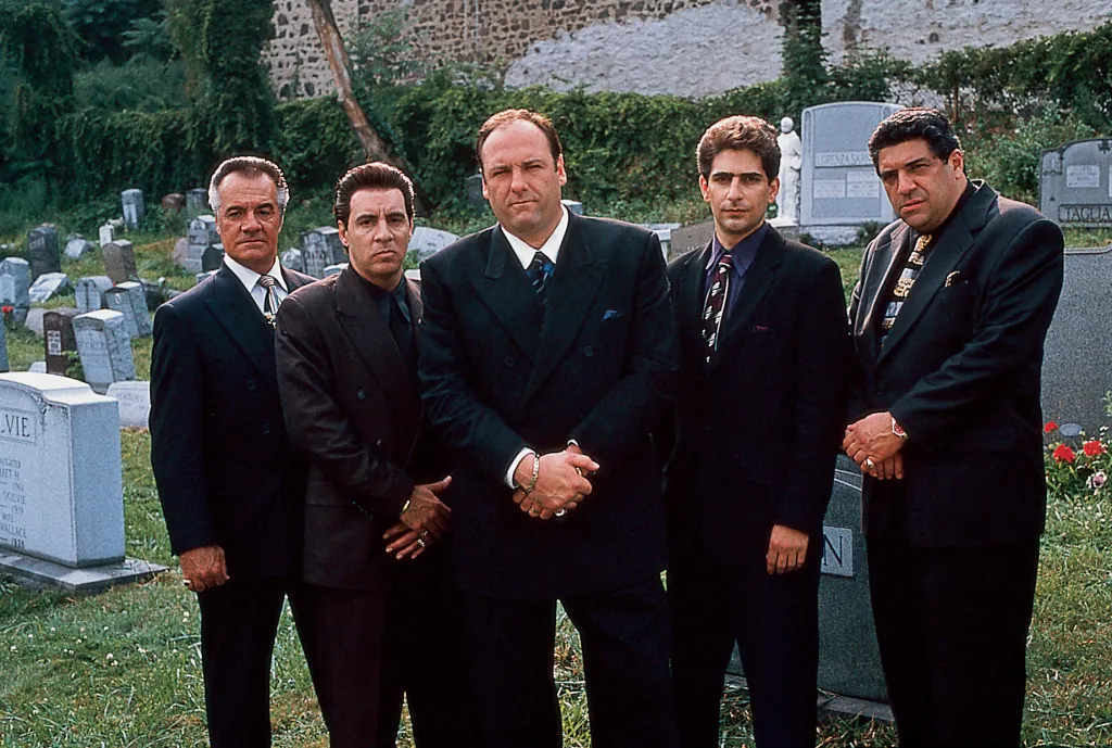 Tony Sirico, Steven Van Zandt, James Gandolfini, Michael Imperioli and Vincent Pastore in The Sopranos.