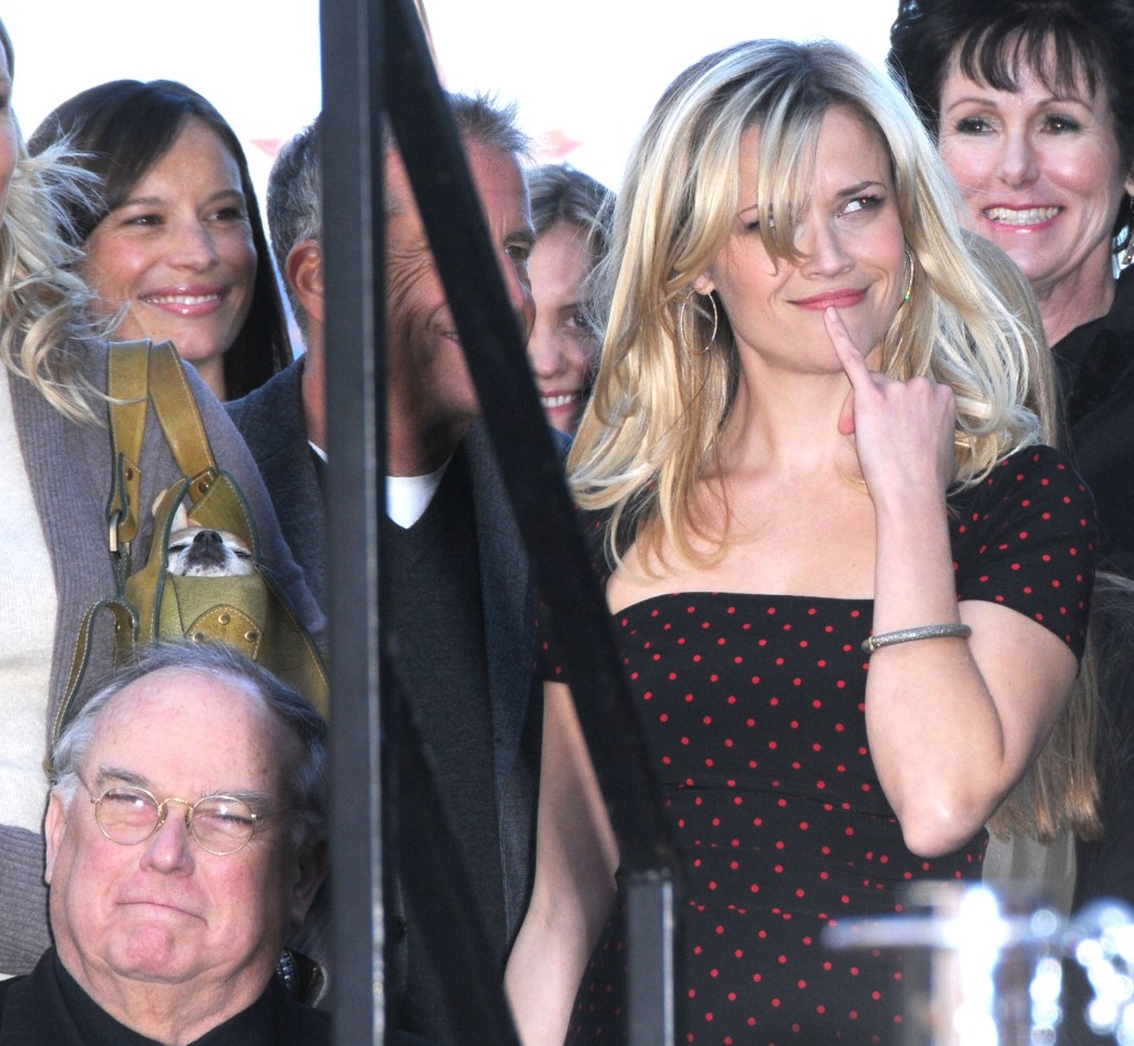 Reese Witherspoon with her father, John Witherspoon, at her Hollywood Walk of Fame star induction.