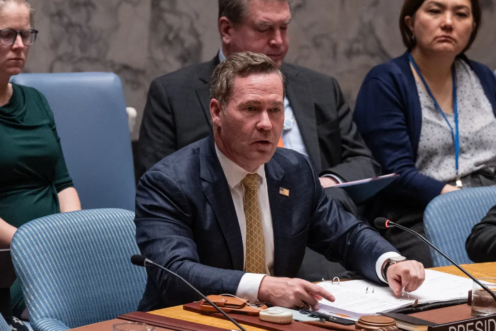 US Ambassador Michael Waltz presides over a UN Security Council meeting.