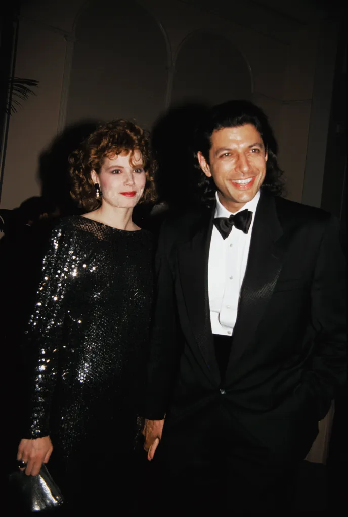 Geena Davis in a sequined dress and Jeff Goldblum in a tuxedo at the 41st Annual Writer's Guild of America Awards Dinner.