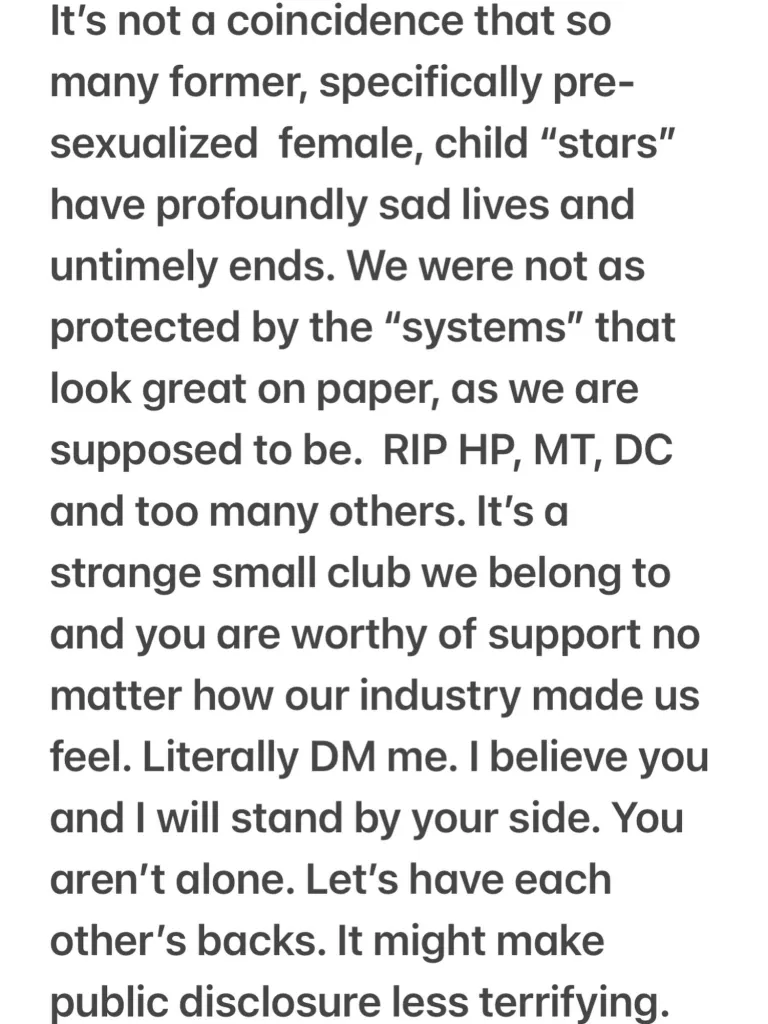 Text from Anna Paquin about the sad lives of former child stars.