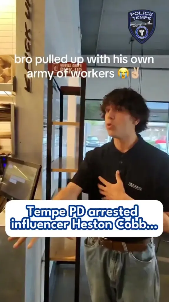 In one video Cobb, wearing a Chipotle Mexican Grill shirt, walked into a restaurant posing as a Chipotle staffer.