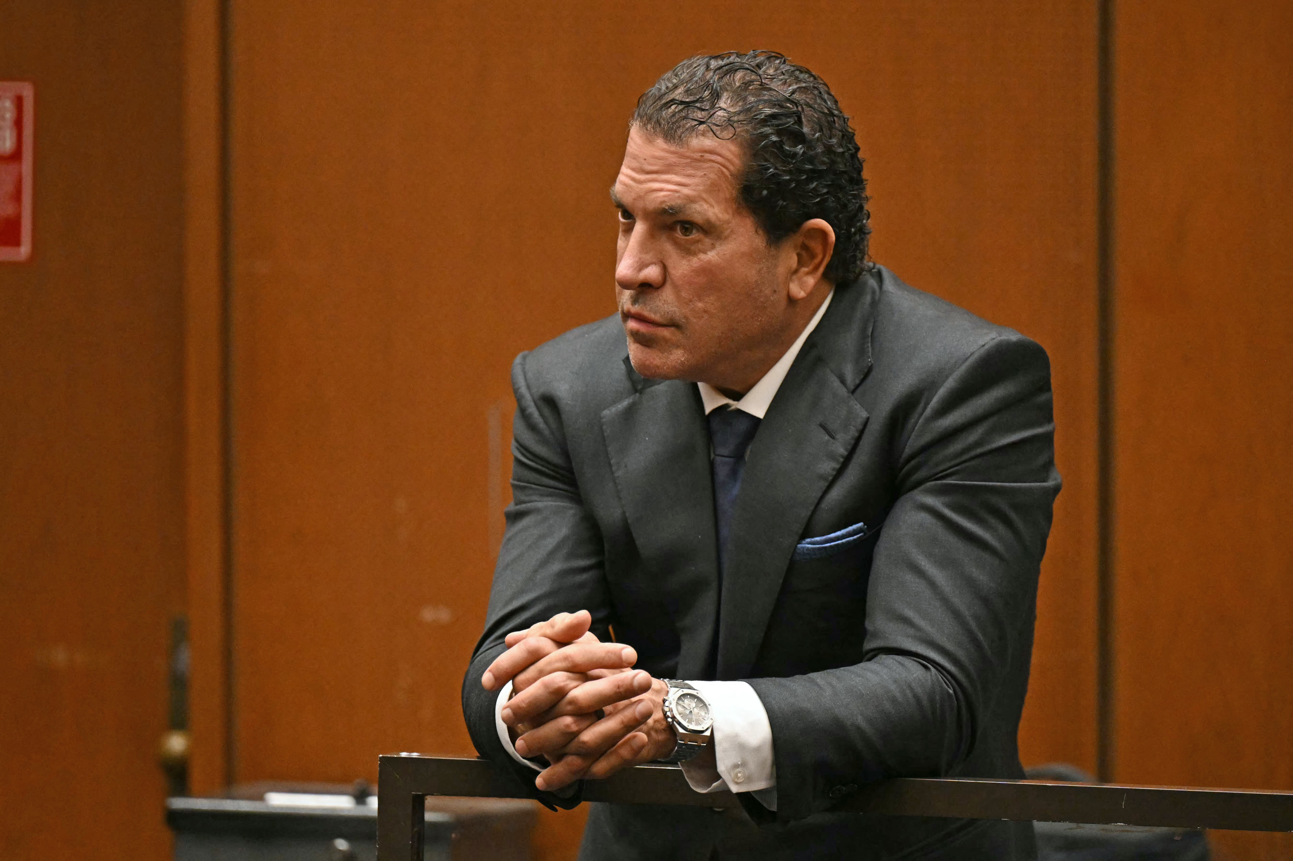 Attorney Joe Tacopina looking on at the felony assault trial.