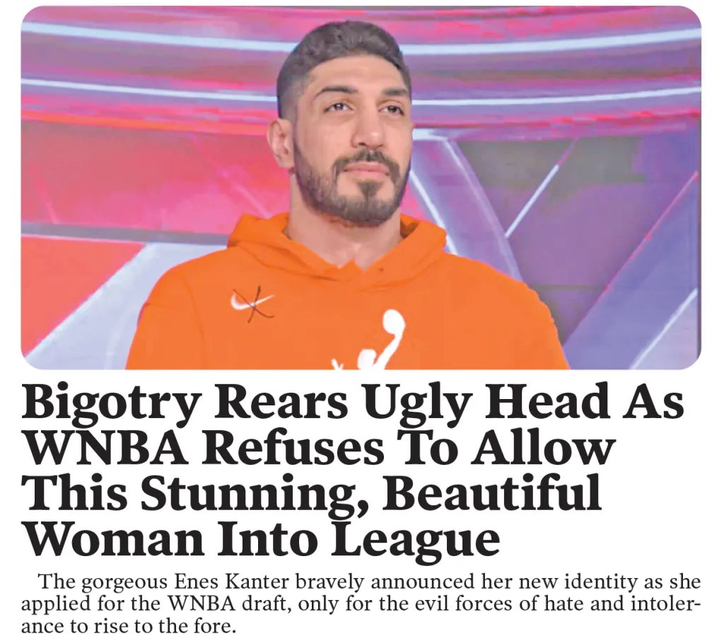 A man with a beard in an orange hoodie above a headline that reads