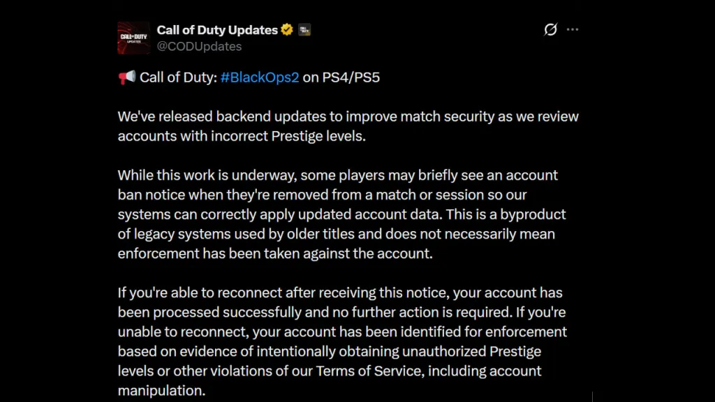 BO2 Update Hacked Accounts