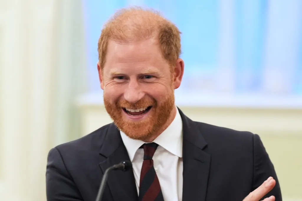 Prince Harry, Duke of Sussex, speaks at a roundtable event.