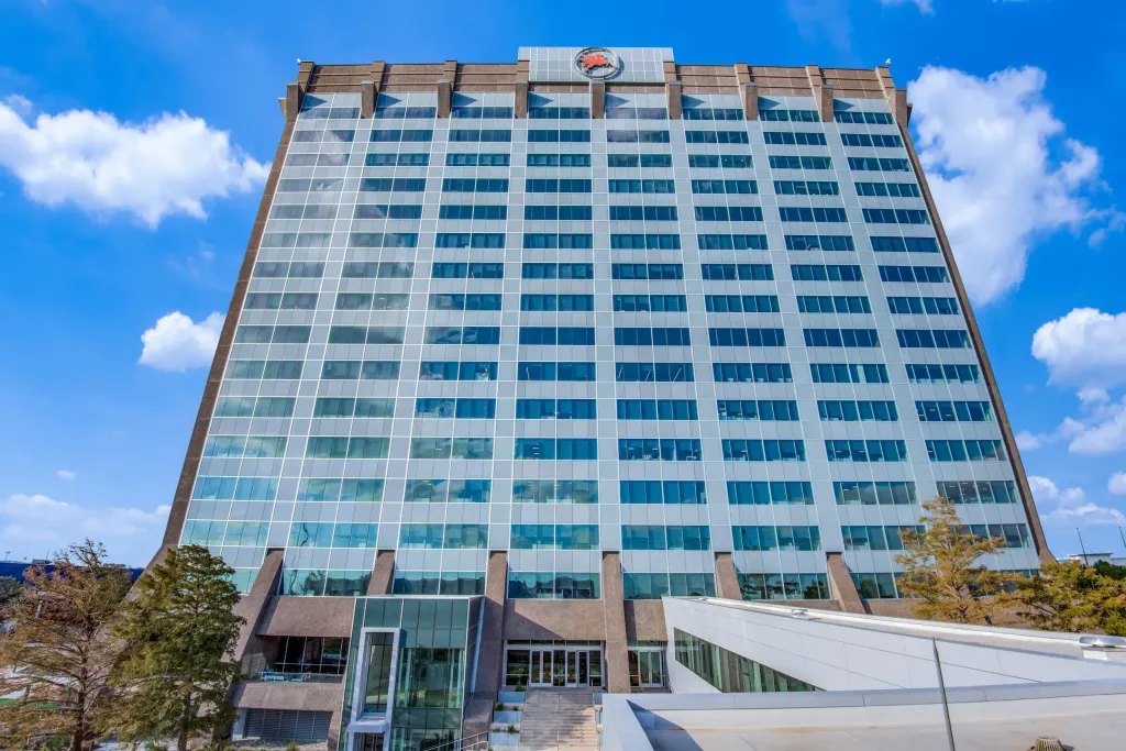 The exterior of CG Oncology headquarters at Pegasus Park.