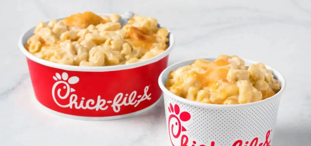 Chick-Fil-A mac & cheese bowls. A large tray for catering can cost around $100.