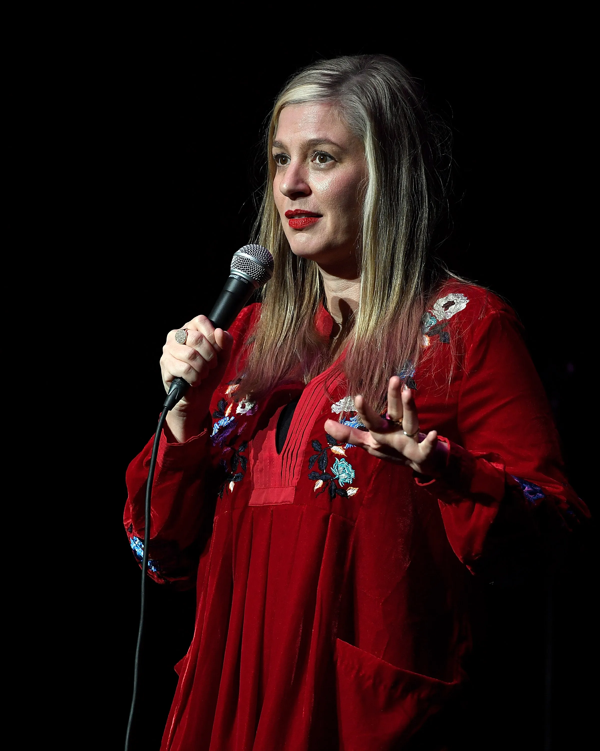 Comedian Christina Pazsitzky performs during Tom Segura's No Teeth No Entry Tour.