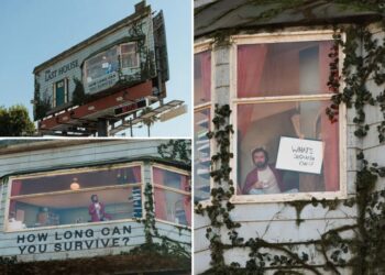 Someone is living in a billboard high above Hollywood’s famed Sunset Strip: ‘I wave to this guy every day’