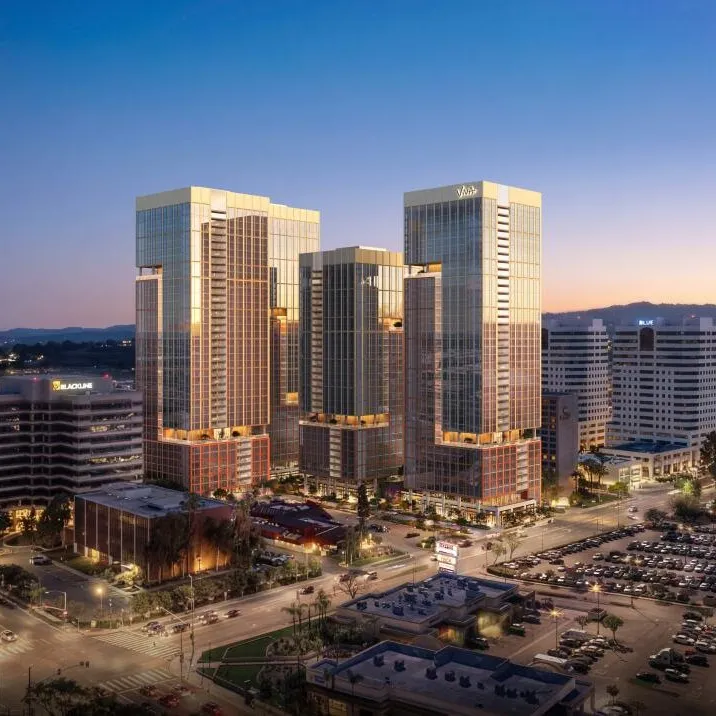 Illustration of the four-tower Viva L.A. affordable senior housing development.