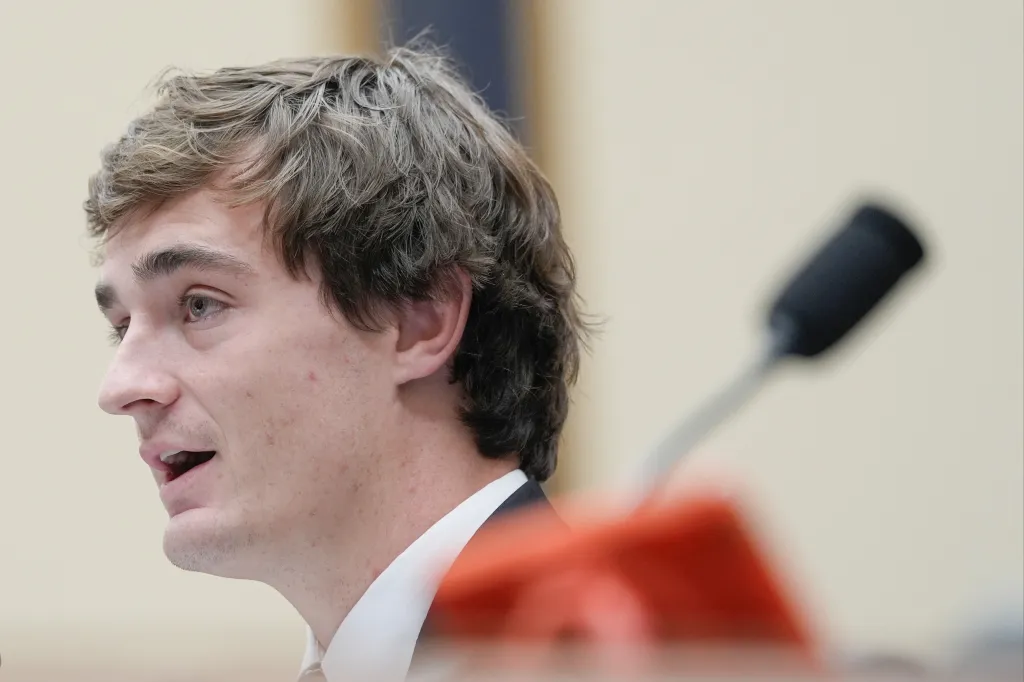 Nick Shirley testifying during a House Judiciary subcommittee hearing.