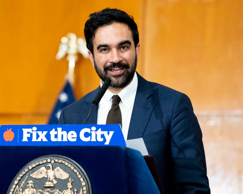 New York City Mayor Zohran Mamdani speaks at a press conference.