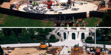 Workers Disassemble Parts of Trump’s White House Helipad, Photos Show