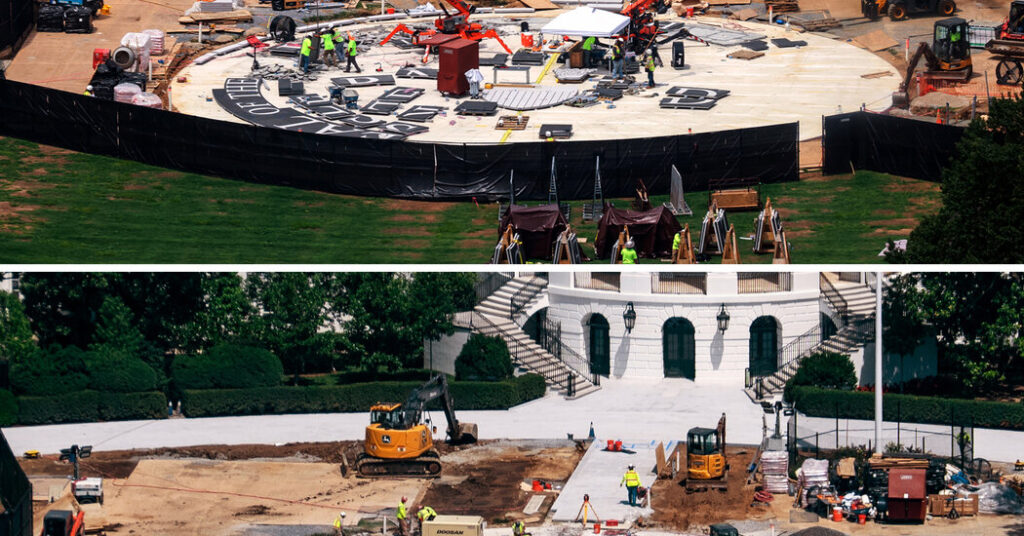 Workers Disassemble Parts of Trump’s White House Helipad, Photos Show